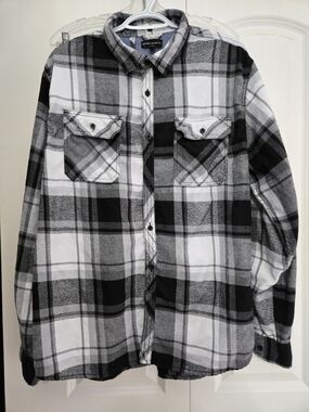 Silver Jeans Black & White Plaid Flannel Shirt XL
